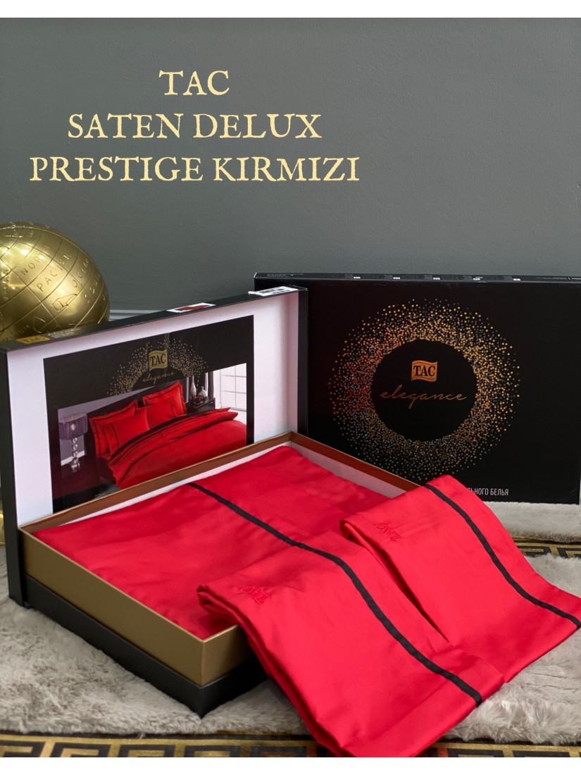 TAC Prestige kirmizi DELUX SATIN / Постельное белье сатин делюкс евро 